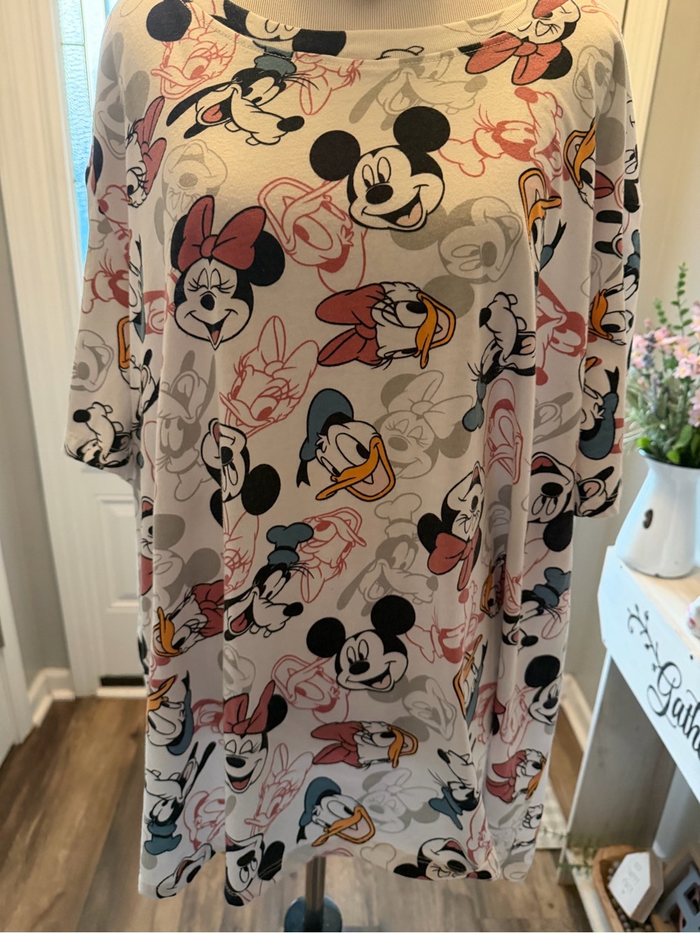 Disney White Tunic with Black, Pink and Blue Mickey Graphics